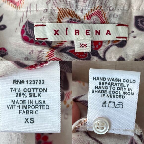 Xirena Floral Pullover Blouse Silk Blend long sleeve size XS, Casual, breathable - Picture 9 of 9